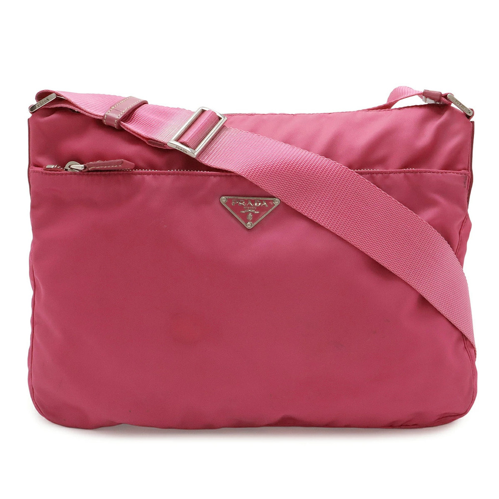 Prada Triangle Messenger Crossbody Leather Pink